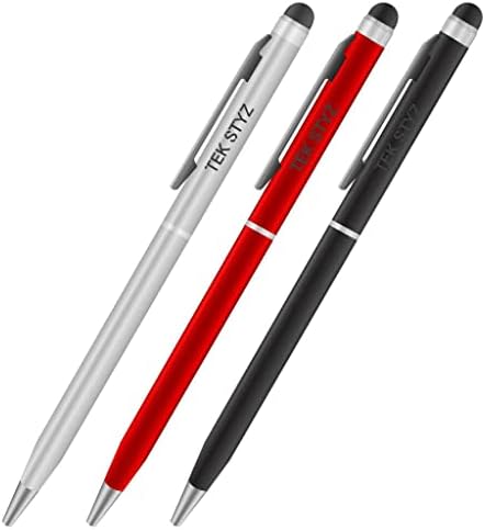 Pro Stylus Pen עבור Blu Go עם דיו, דיוק גבוה, צורה רגישה במיוחד וקומפקטית למסכי מגע [3 חבילה-שחור-אדום-סילבר]